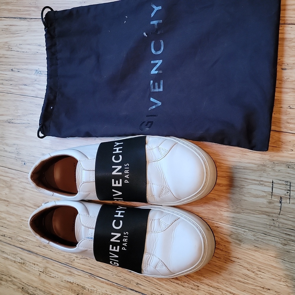 Givenchy White Leather Logo Strap Sneakers